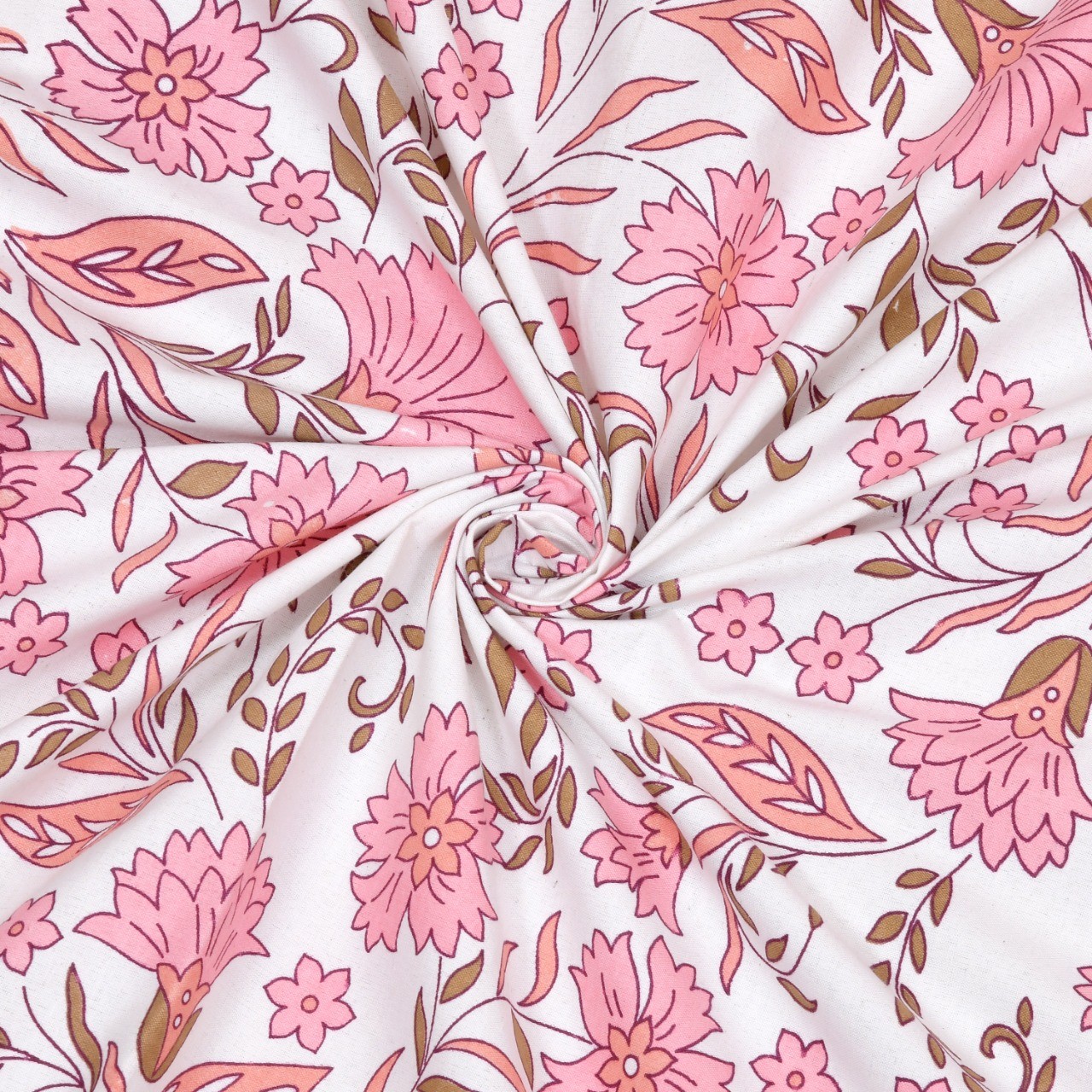 Classic Cotton Pink Floral Jaal Bedsheet