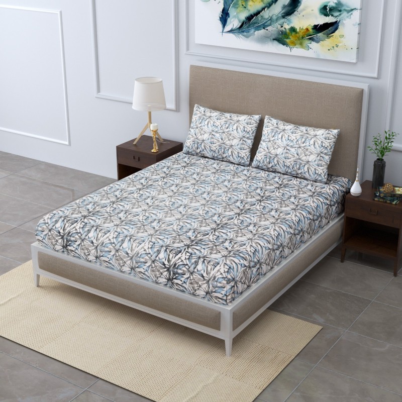 Classic Cotton King Size Bedsheet - Blue Lily
