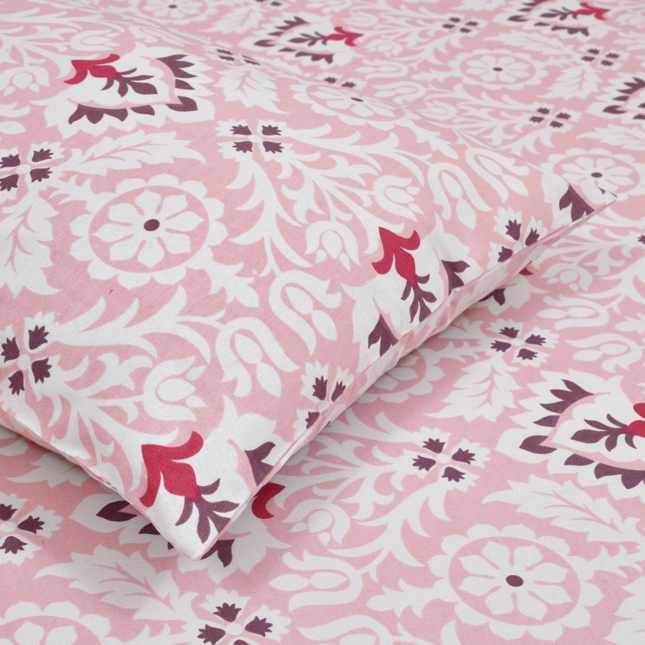 Classic Cotton Pink Damask Bedsheet