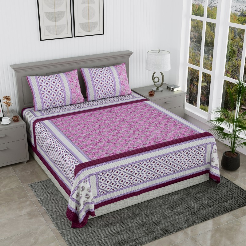 Exclusive Cotton Purple Lotus Bedsheet