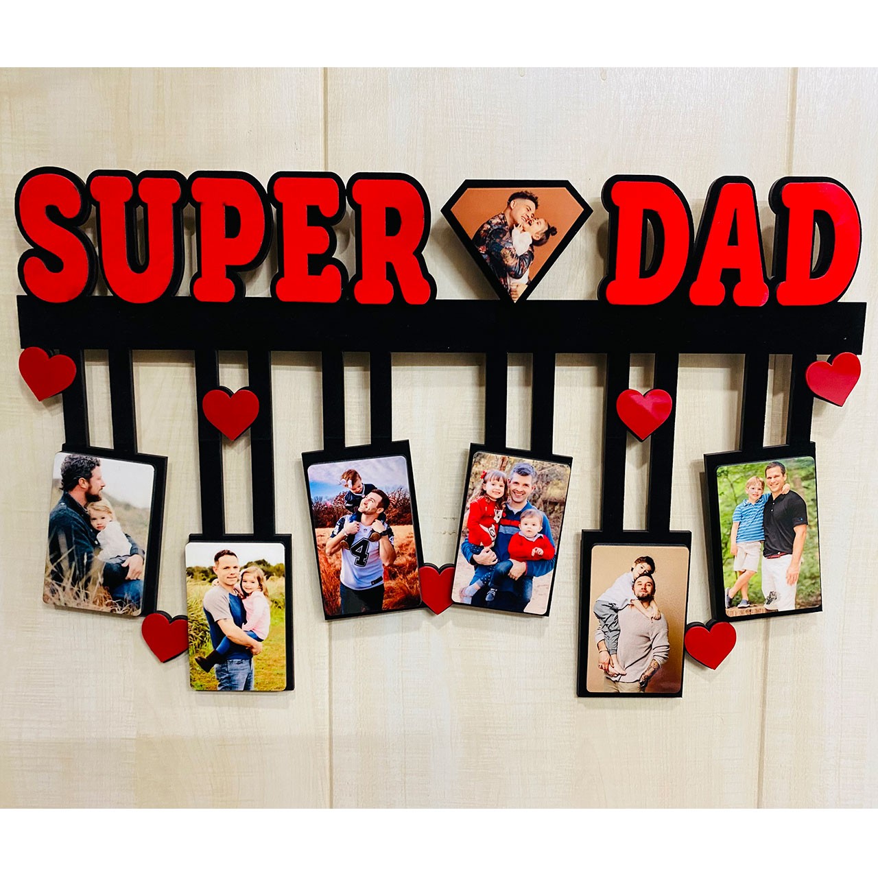 Personalized Super Dad Wooden Wall Frame