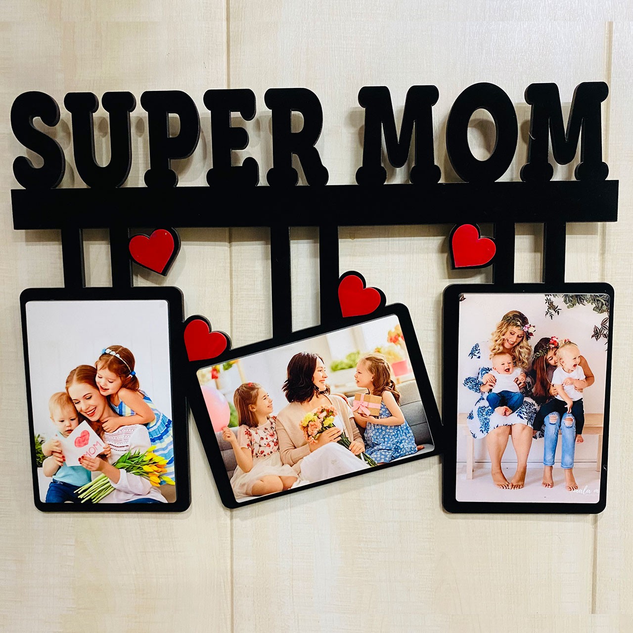 Personalized Super Mom Wooden Photo Frame