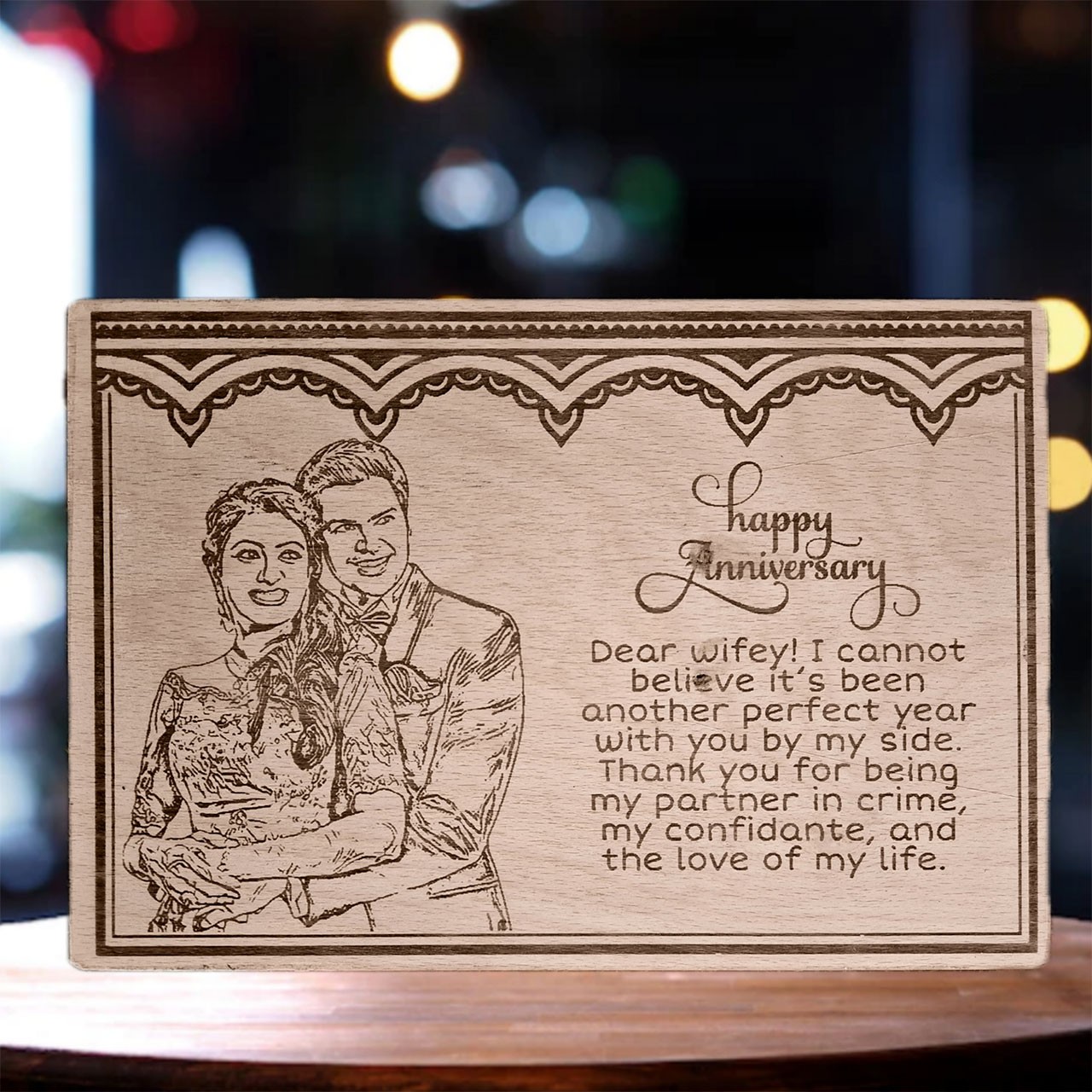 Personalized Wooden Carved Anniversary Frame Design 4