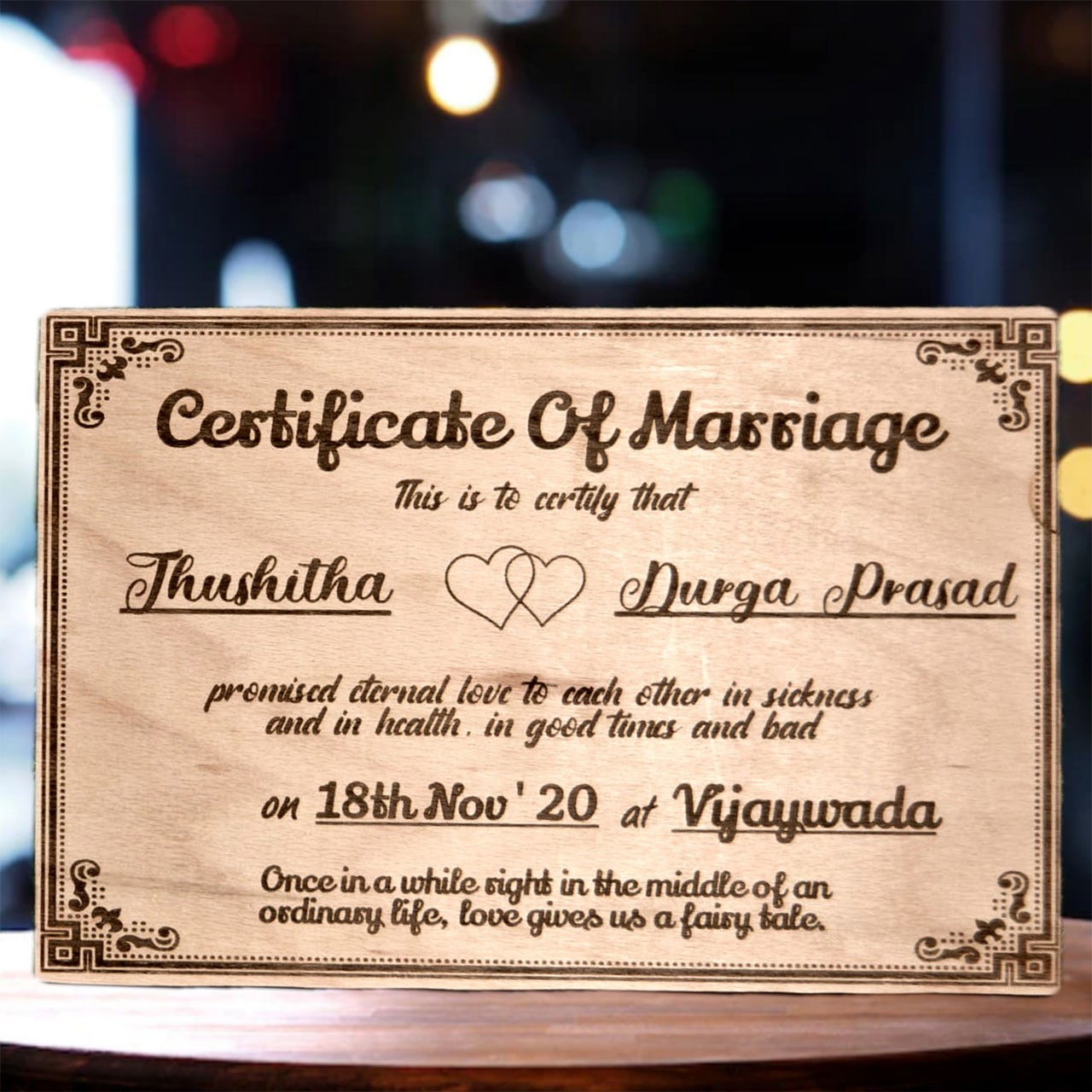Personalized Wooden Carved Wedding Frame Design 2