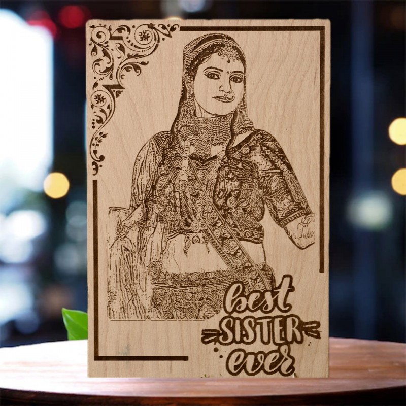 Personalized Wooden Carved Frame For Sister Design 1