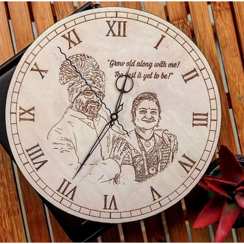 Personalized Wooden Carved Wall Clock Design 1