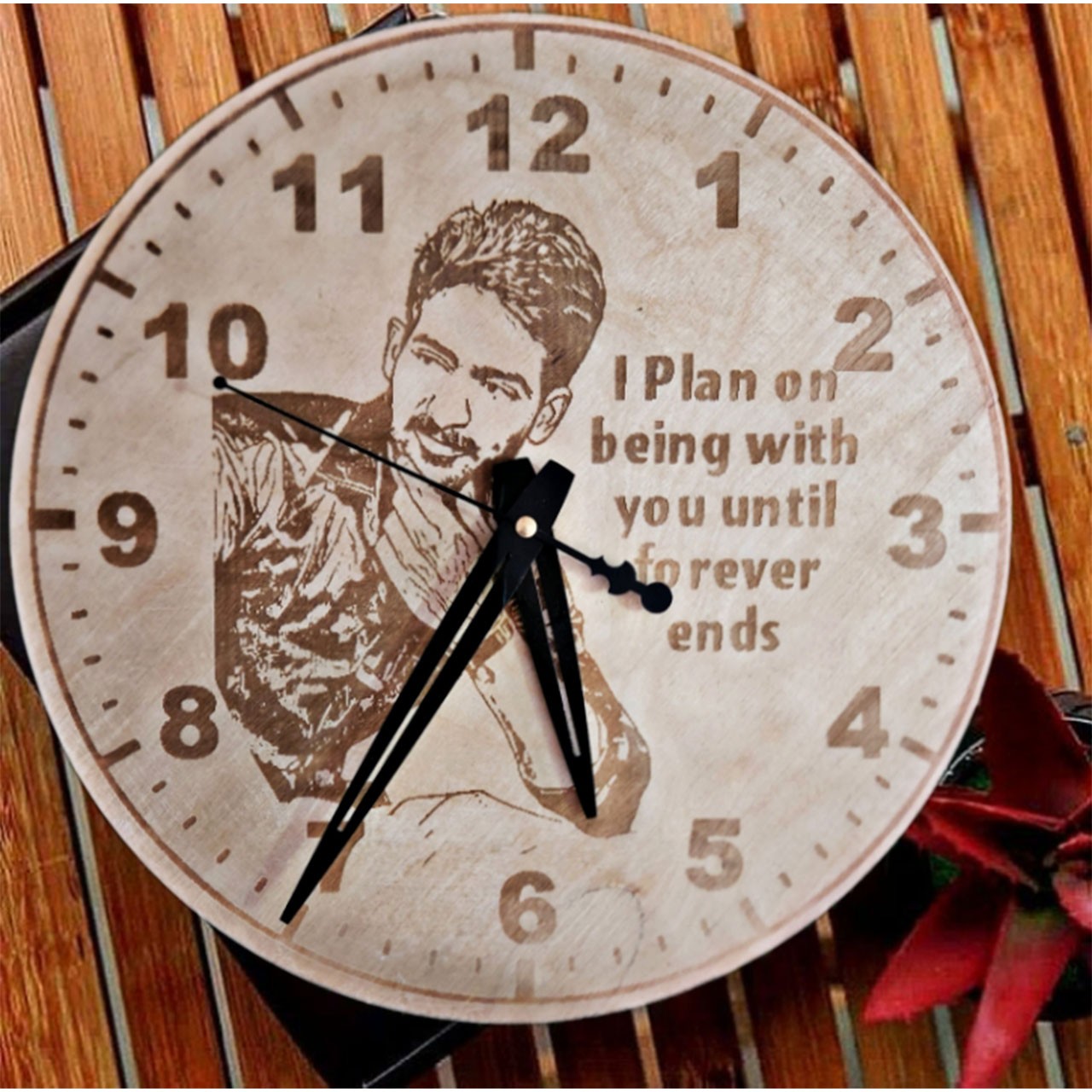 Personalized Wooden Carved Wall Clock Design 2
