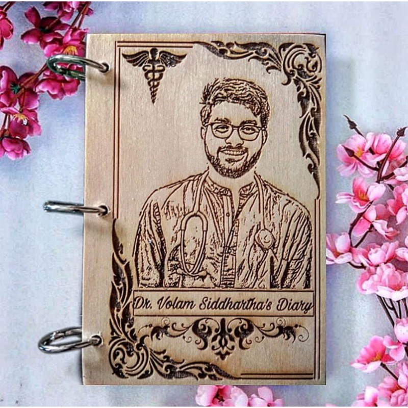 Personalized Wooden Carved Diary Design 3