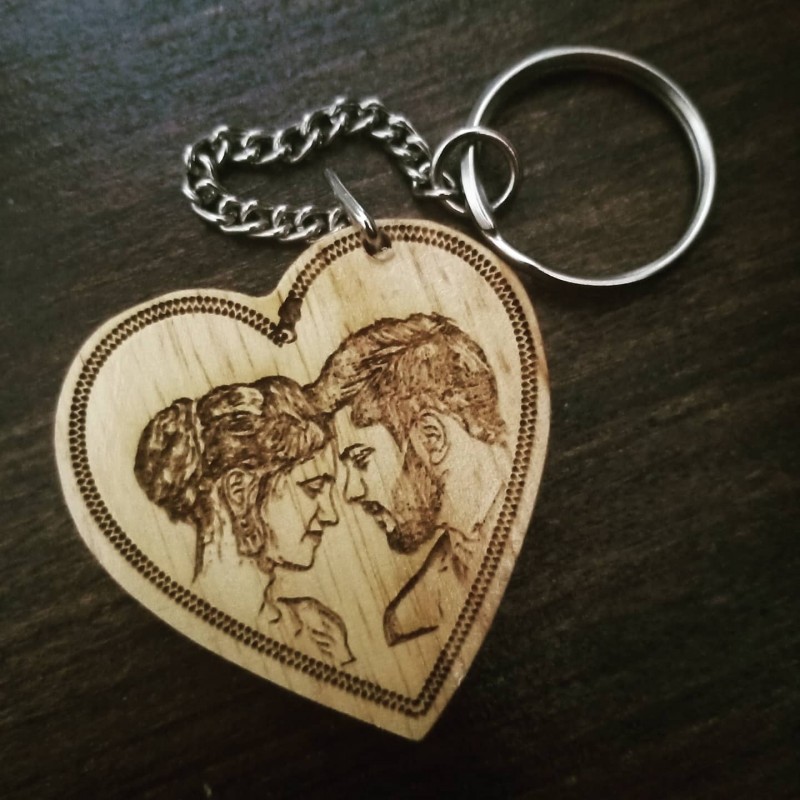 Personalized Wooden Carved Keychain Design 2