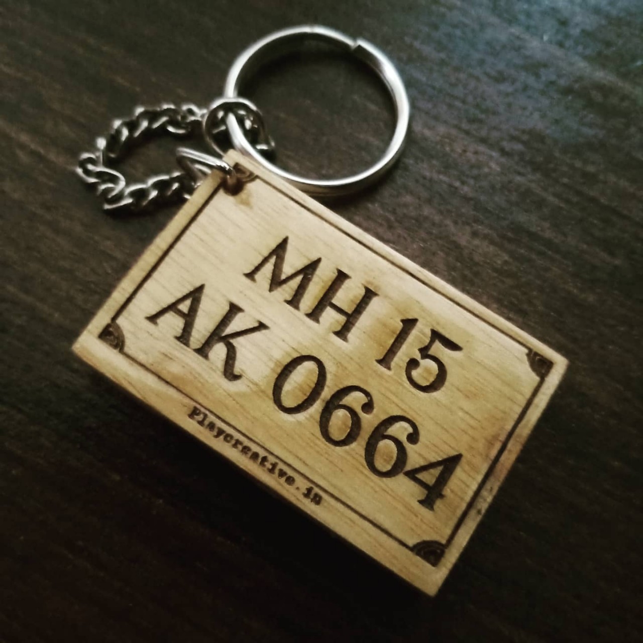 Personalized Wooden Carved Keychain Design 3
