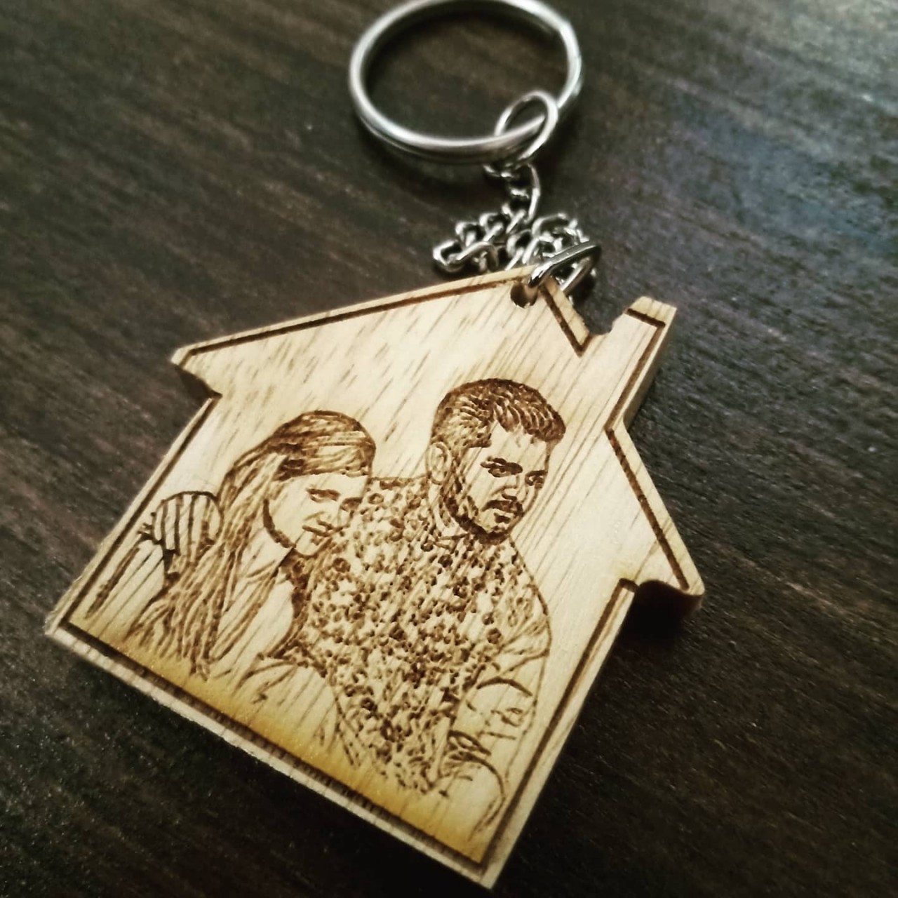 Personalized Wooden Carved Keychain Design 4