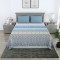 Classic Cotton Blue Floral Stripes Bedsheet