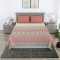 Classic Cotton Red Floral Stripes Bedsheet