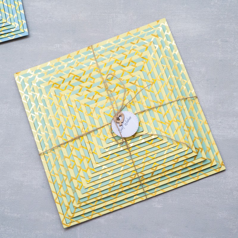 Personalized Handcrafted Pyramid Photo Album | Lemon-Sea Green
