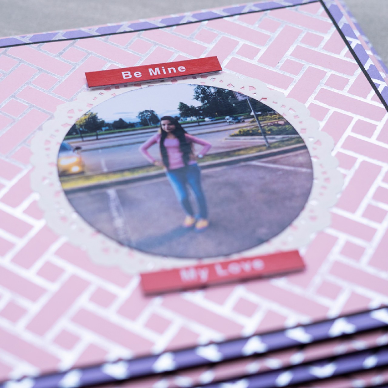 Personalized Handcrafted Pyramid Photo Album | Pink-Purple