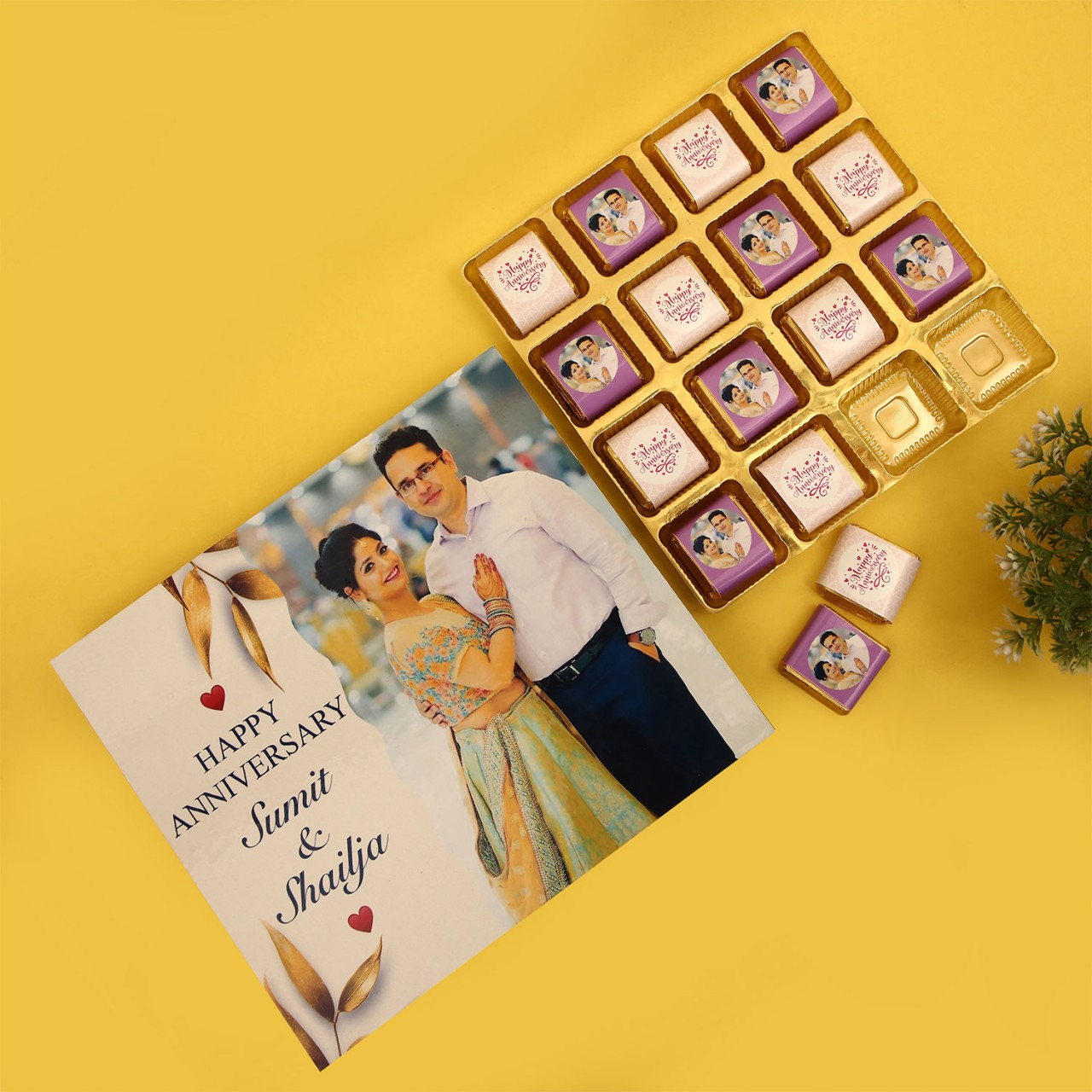 Personalized Anniversary Chocolate Box with Couple Photo