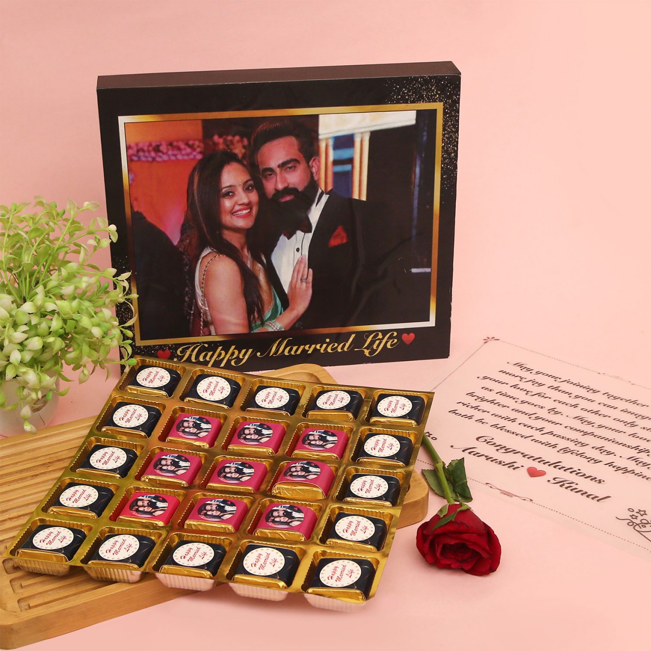 Personalized Wedding Chocolate Box with Couple Photo