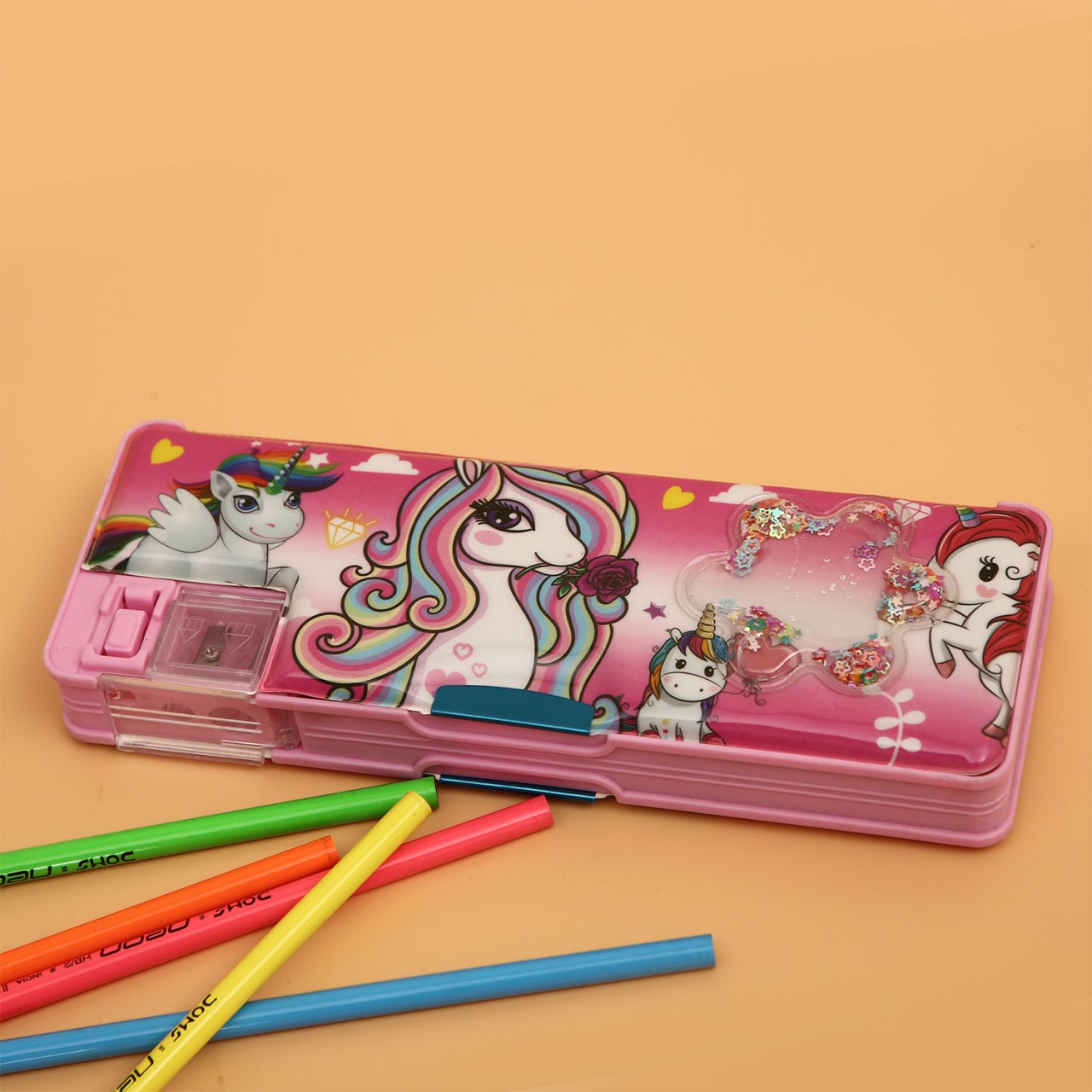 Unicorn Dual Compartment Magnetic Pencil Box