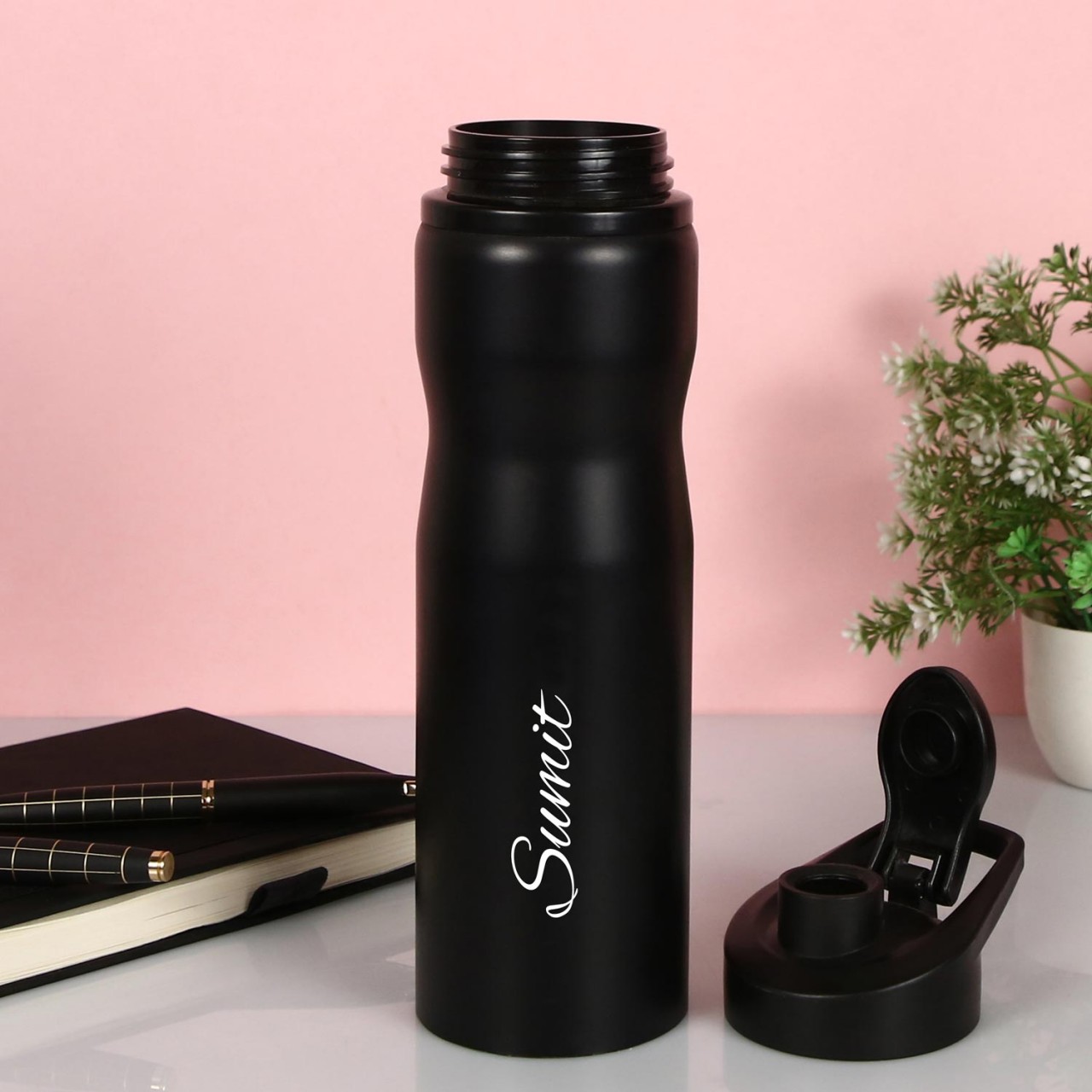 Personalized Black Sipper Water Bottle - 750ML
