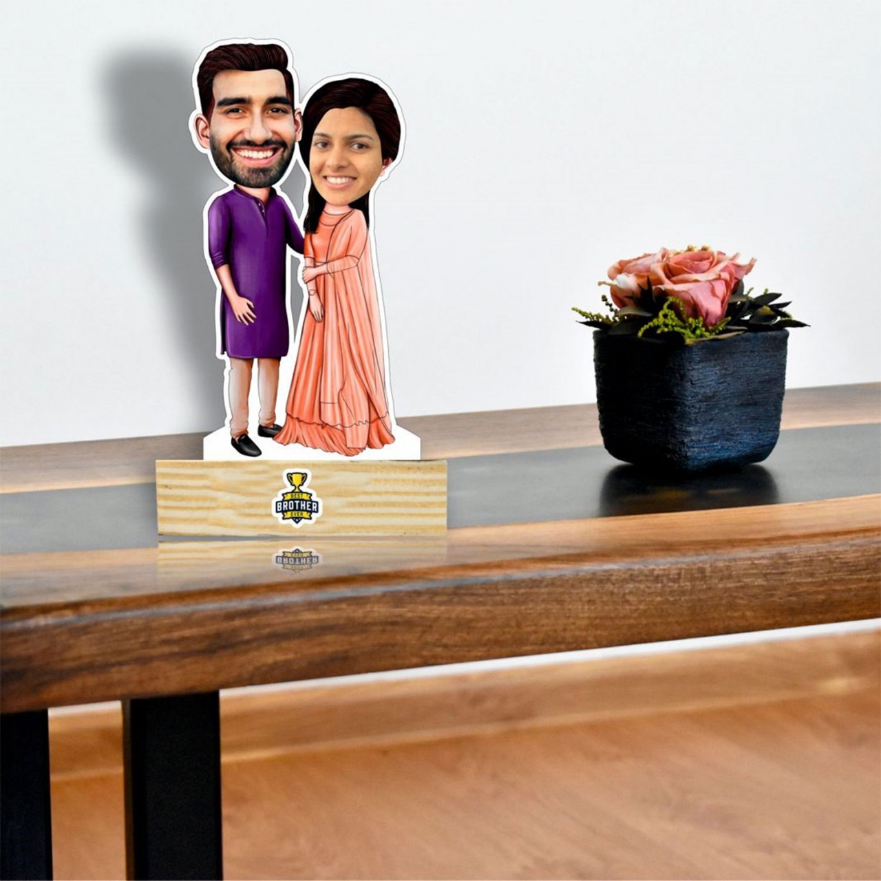 Personalized Wooden Caricature For Brother-Sister