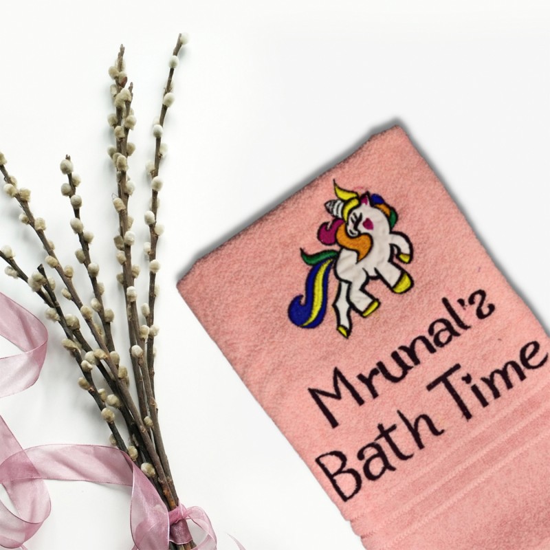 Personalized Name With Unicorn Cotton Towel