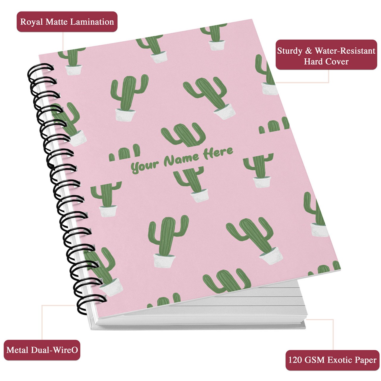 Personalized Cactus Caught Notebook (Hard Cover)