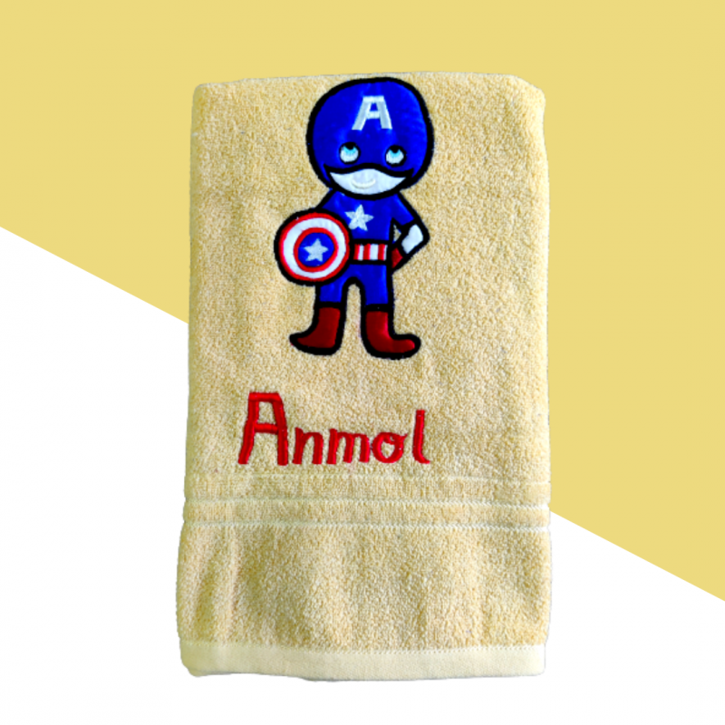 Personalized Captain America With Name Cotton Towel