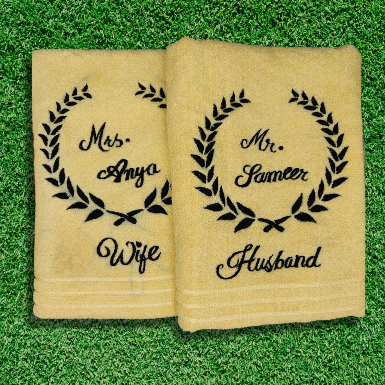 Personalized Couple Towel For Husband & Wife With Names