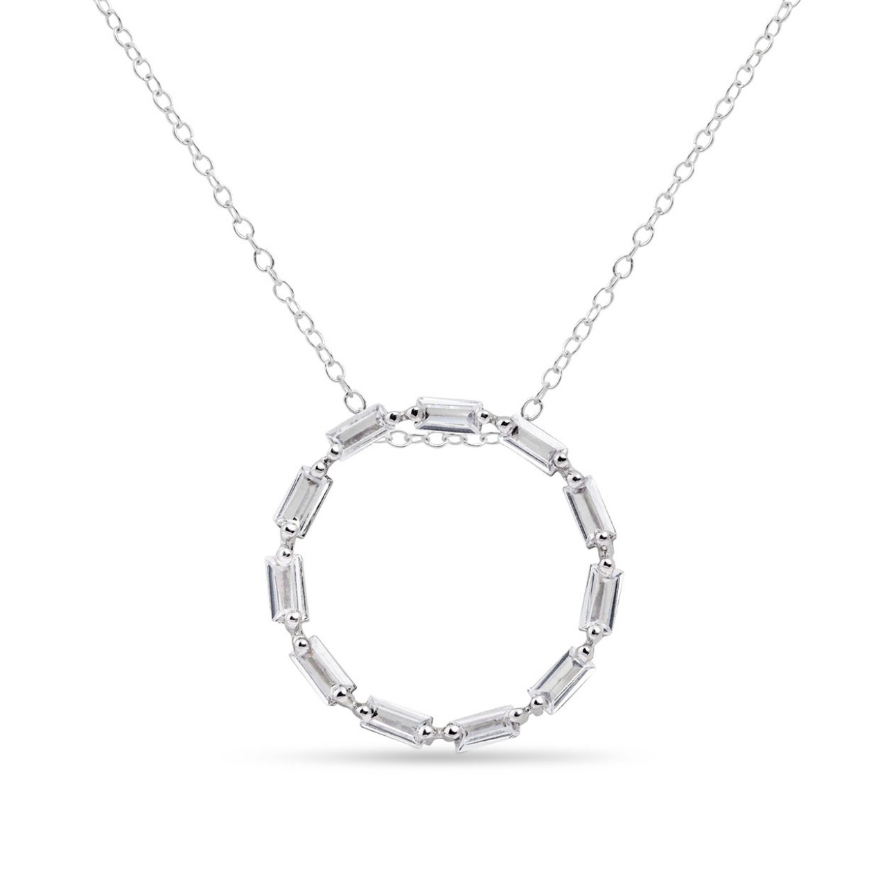 Lily Silver Circle Baguette Pendant