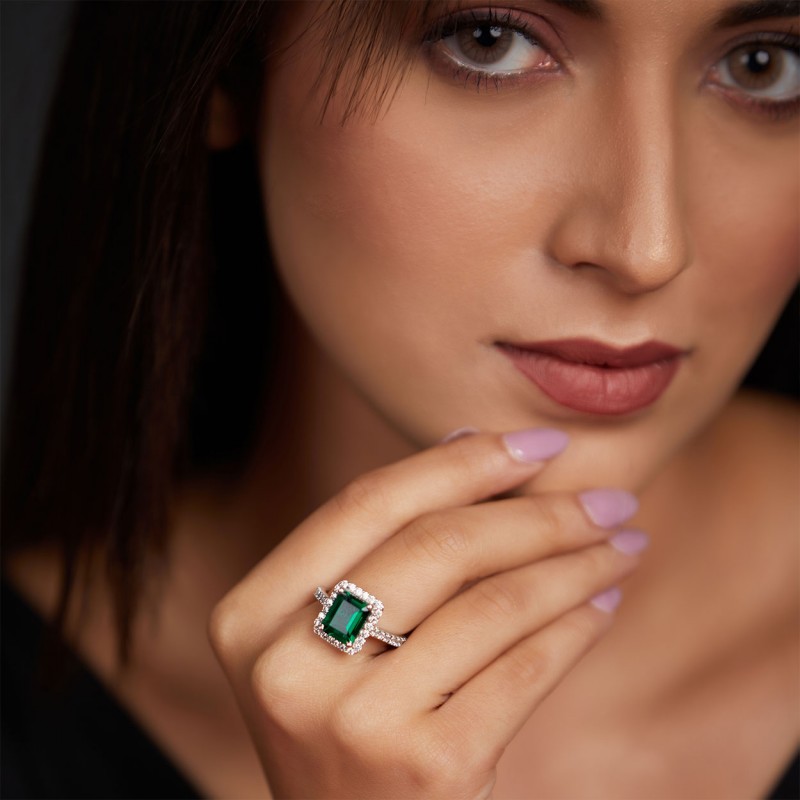 Bella Silver Green Emerald Ring