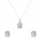 Anna Silver Emerald Halo Pendant Set