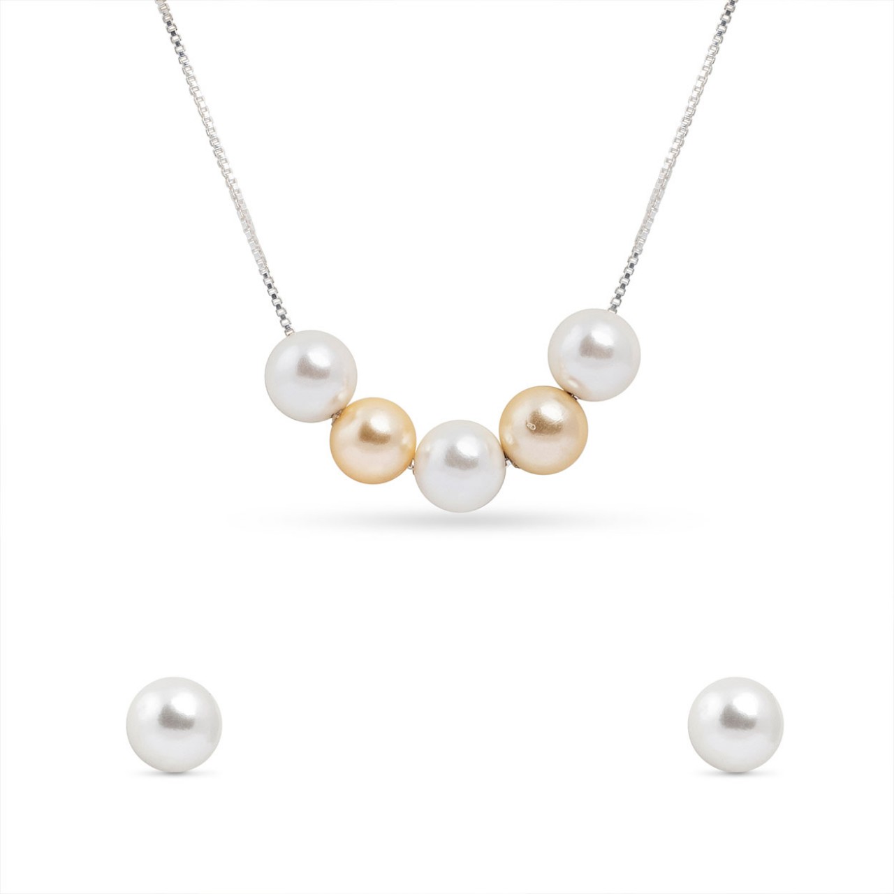 Zara Silver Fresh Water Pearl Pendant Set