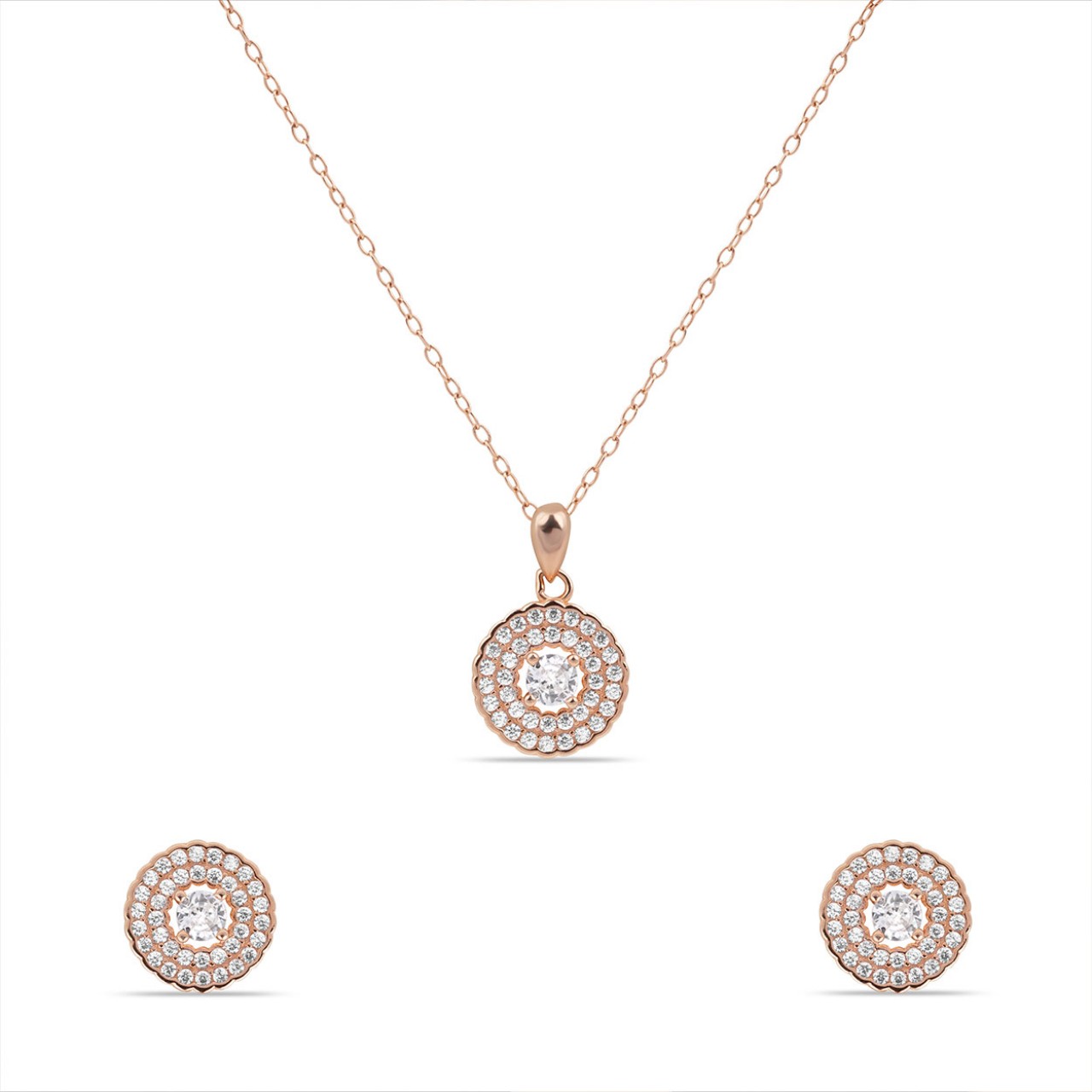 Lilly Rose Gold Sparking Zircon Pendant Set