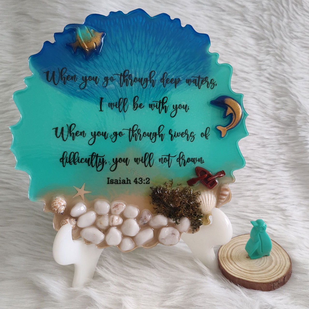 Ocean Themed Round Frame With Stand