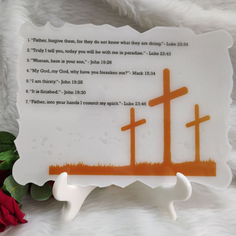 Seven Verse On The Cross Frame With Stand