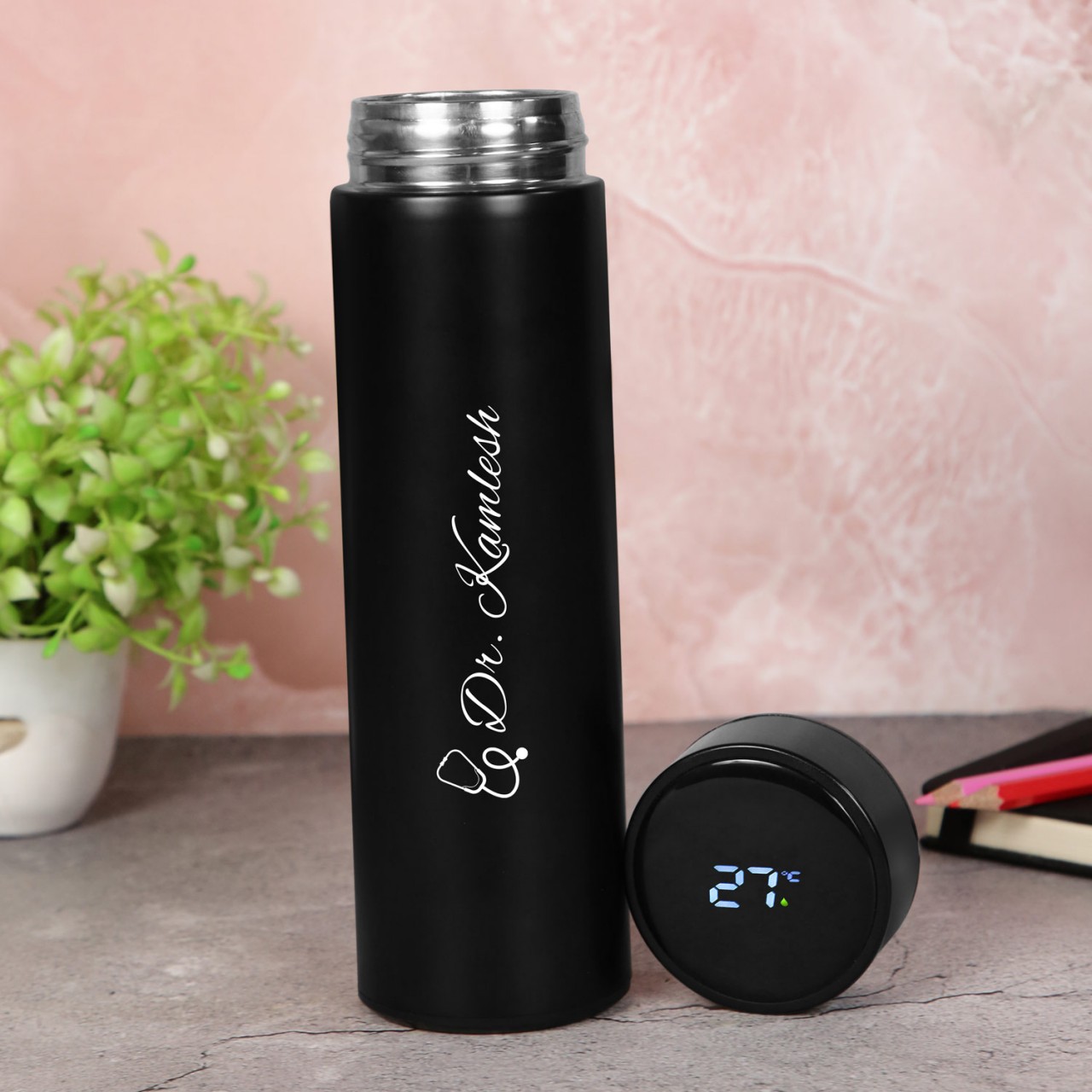 Smart Temperature Bottle For Doctor - Black