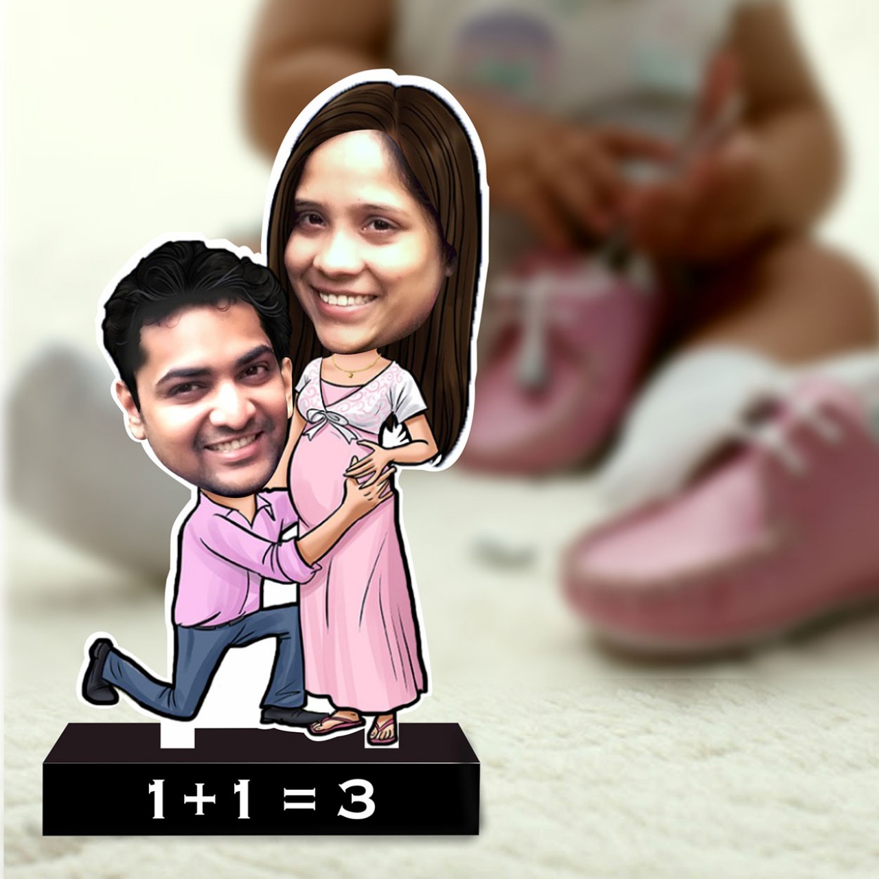 Personalized Baby Bump Couple Caricature
