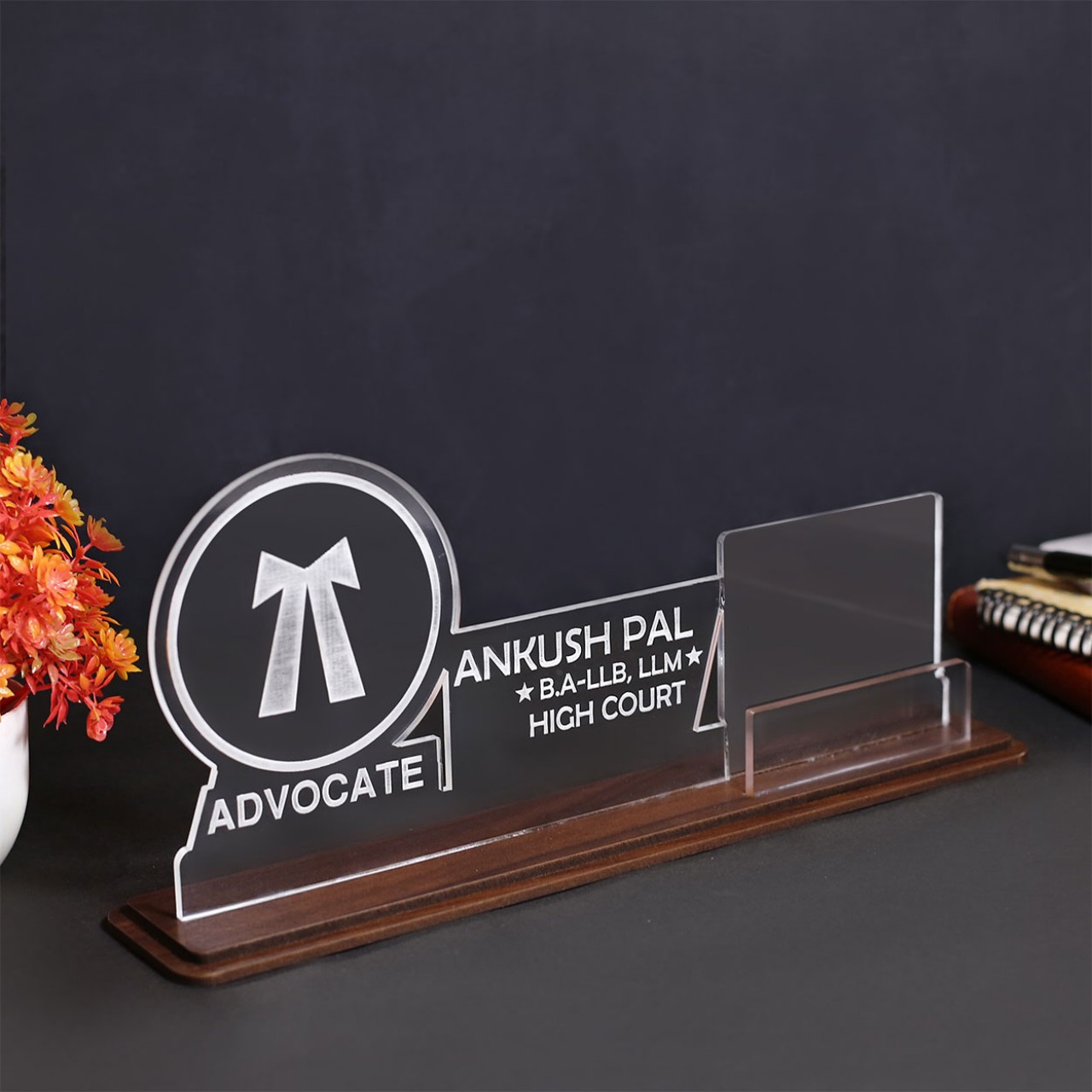 Personalized Acrylic Desk Name Plate For Advocates