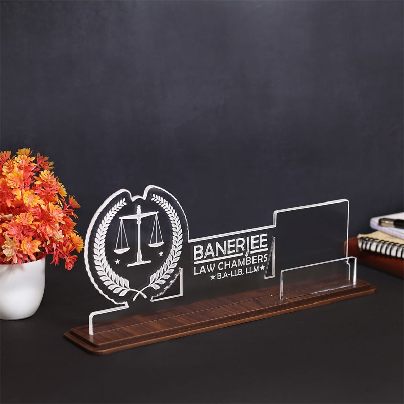 Personalized Acrylic Desk Name Plate For Law Firms