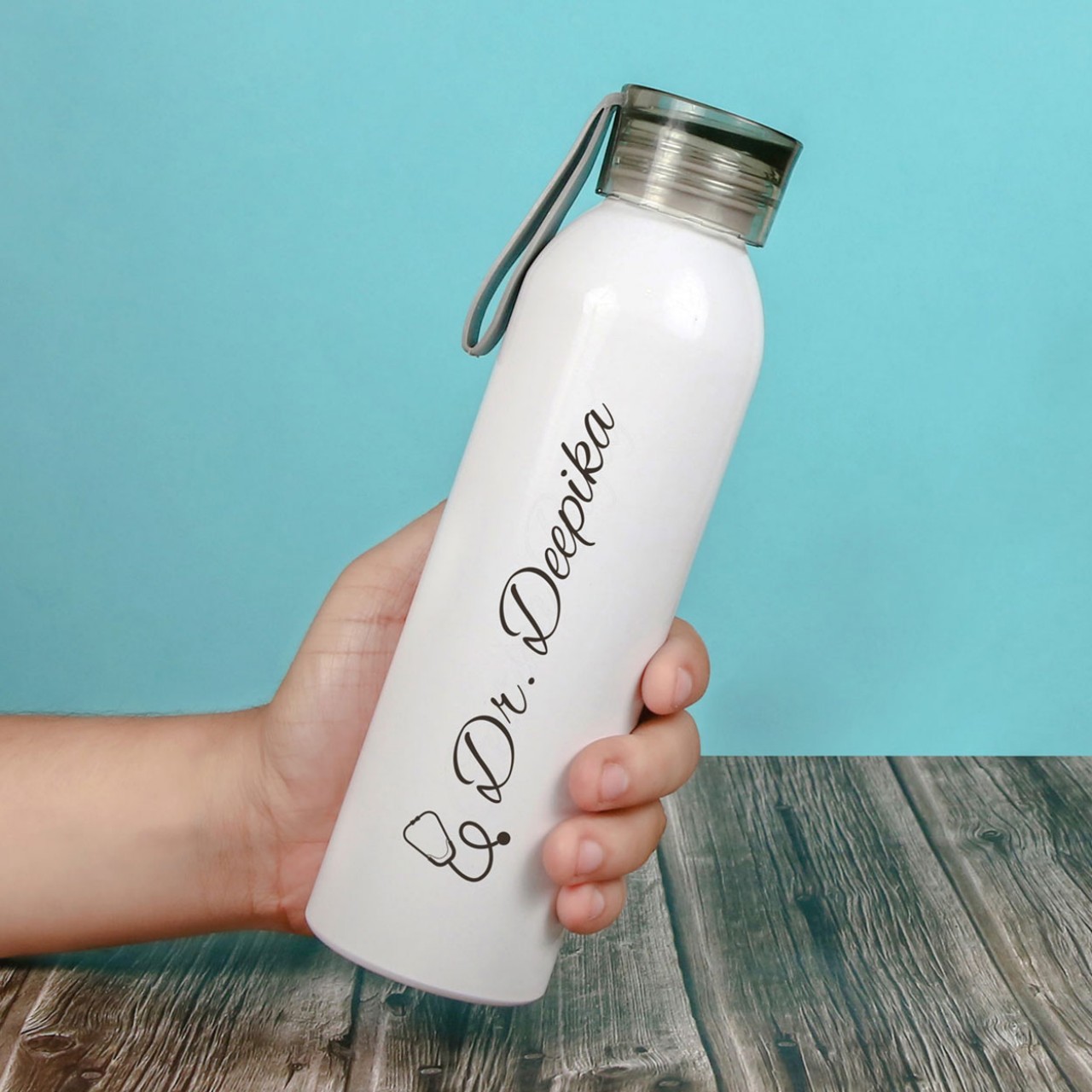 Personalized White Water Bottle For Doctors