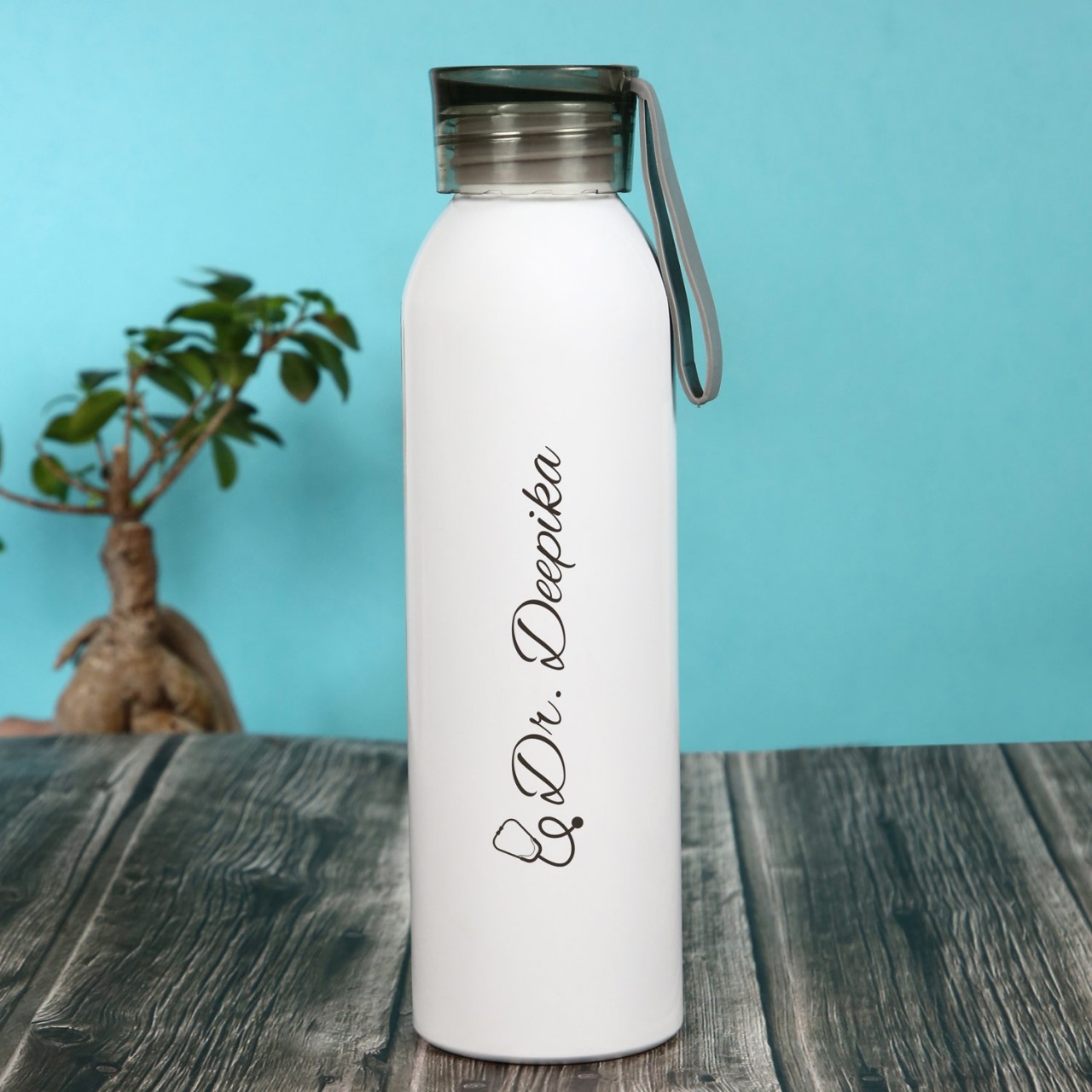 Personalized White Water Bottle For Doctors