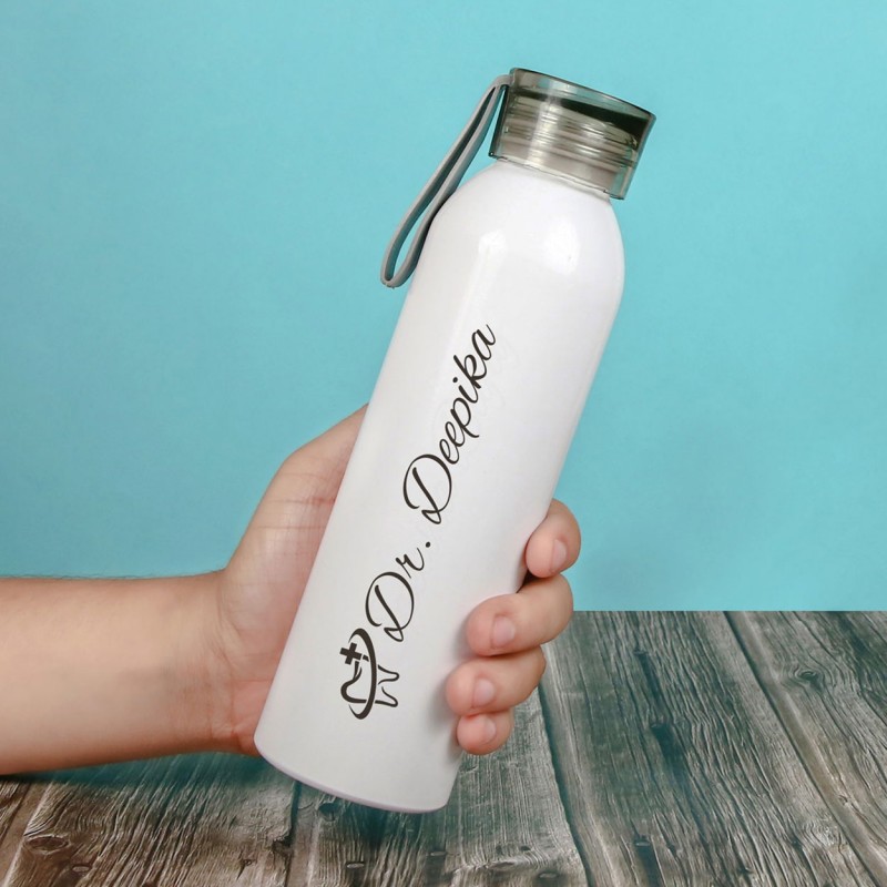 Personalized White Water Bottle For Dentists