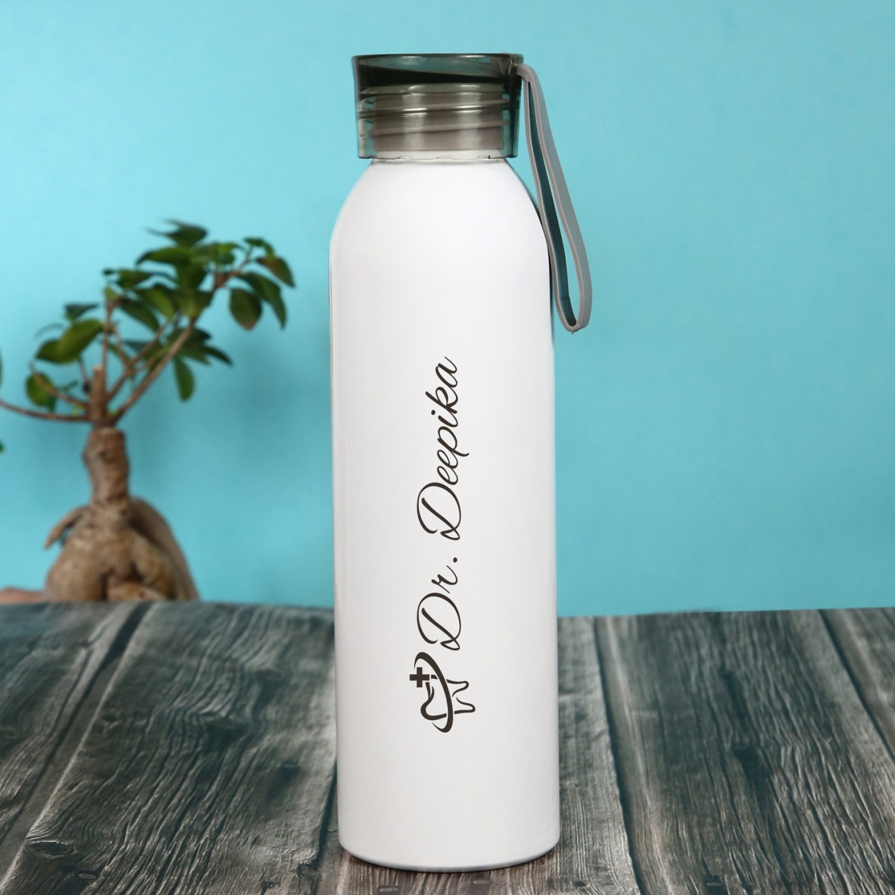 Personalized White Water Bottle For Dentists