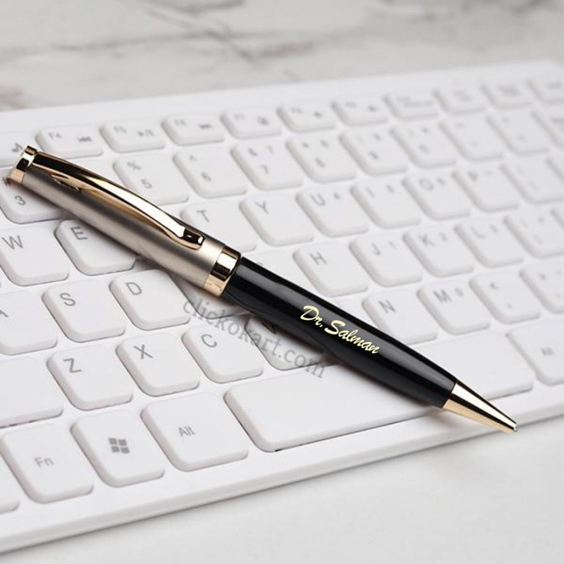 Personalized Black & Silver Ball Pen For Doctors