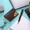 Personalized Brown Card Holder & Pen Set