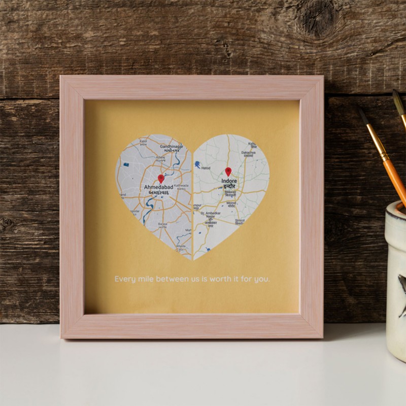Personalized Heart Shape City Map Frame