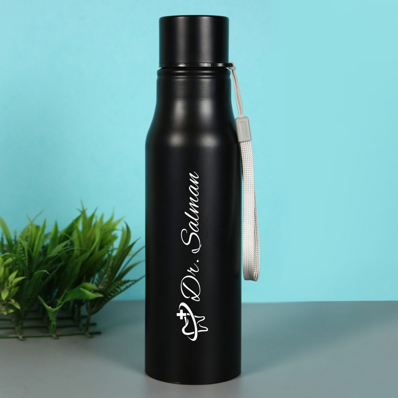 Personalized Black Water Bottle