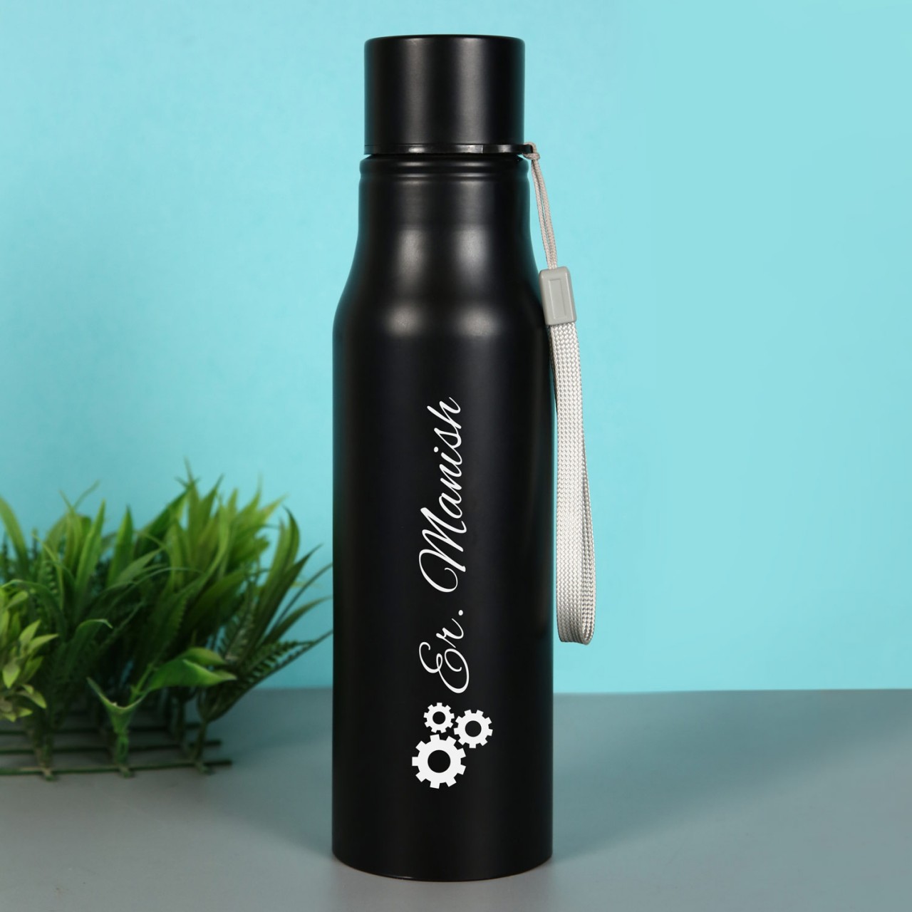 Personalized Black Water Bottle