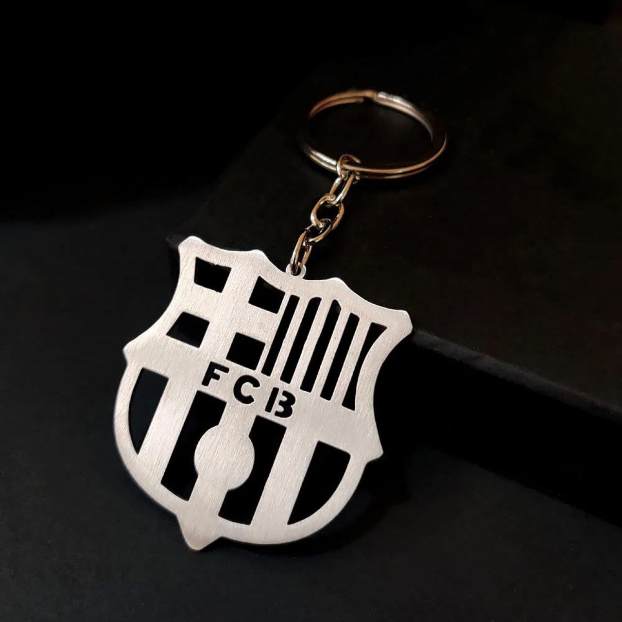 Metallic FCB Barcelona Football Key Chain