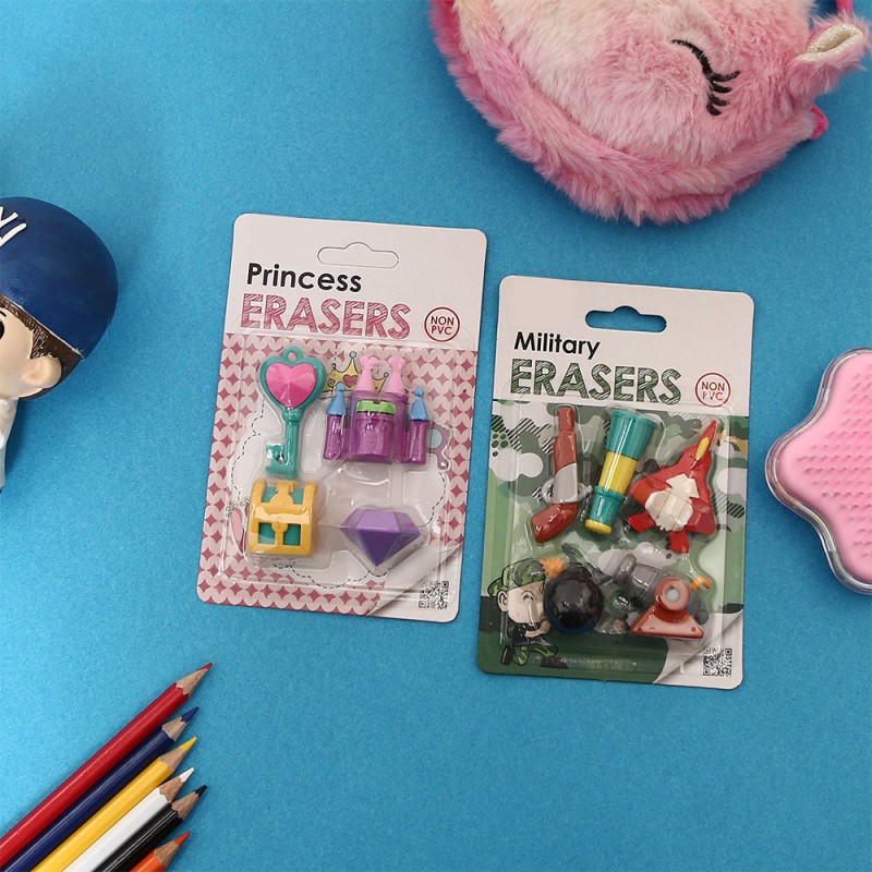 Fancy Non-Toxic Princess & Military Eraser Set